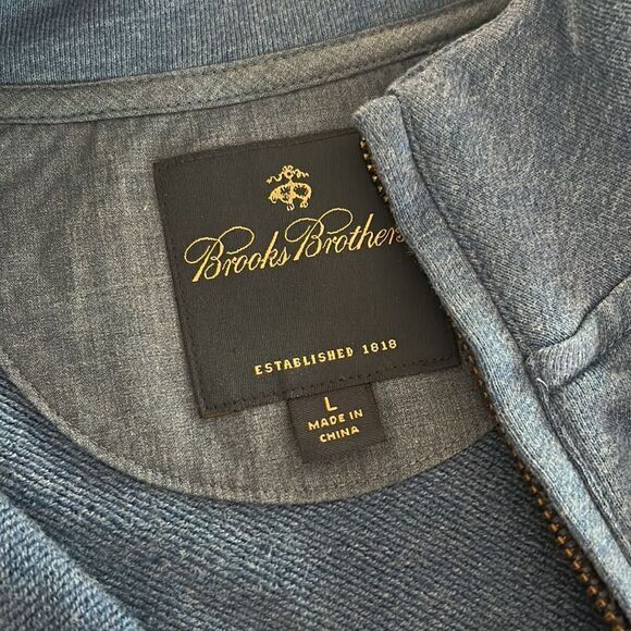 NWOT Brooks Brothers blue quarter zip L - Picture 2 of 4